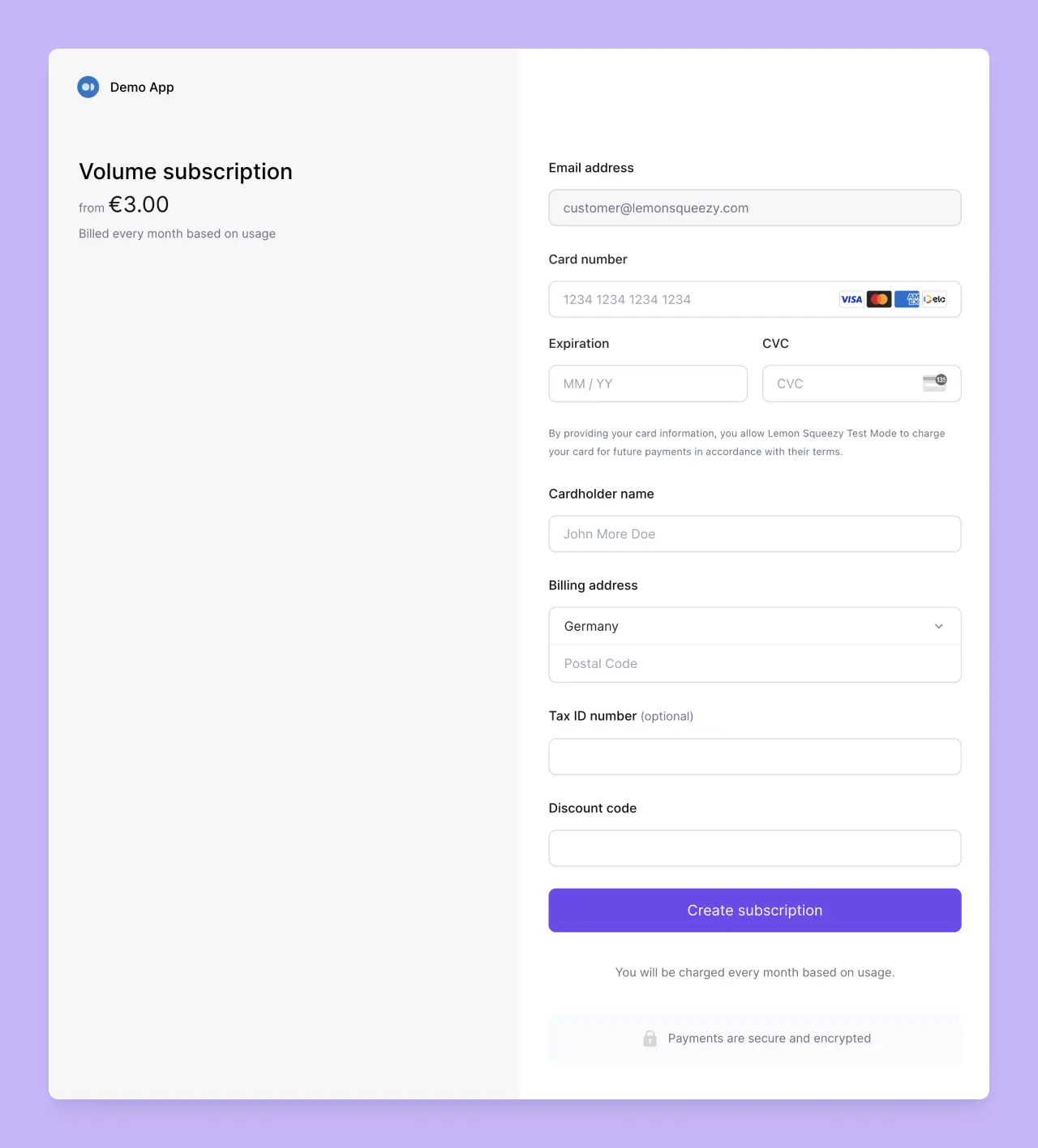 Lemon Squeezy: Usage Checkout