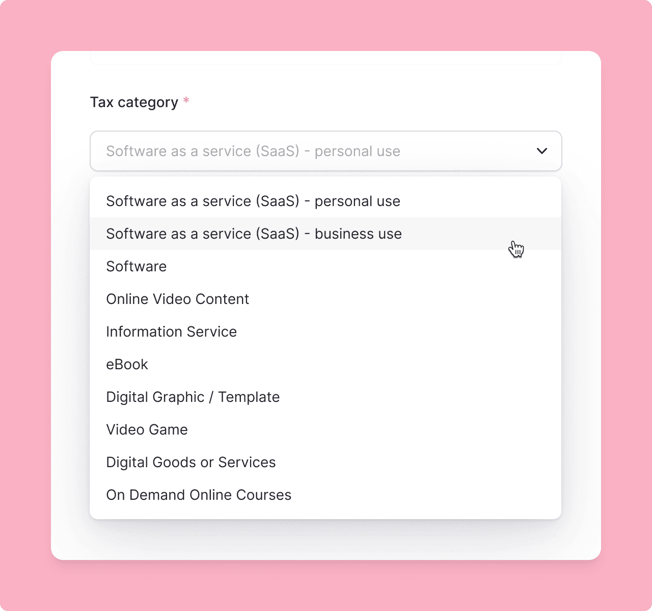 Lemon Squeezy: tax categories