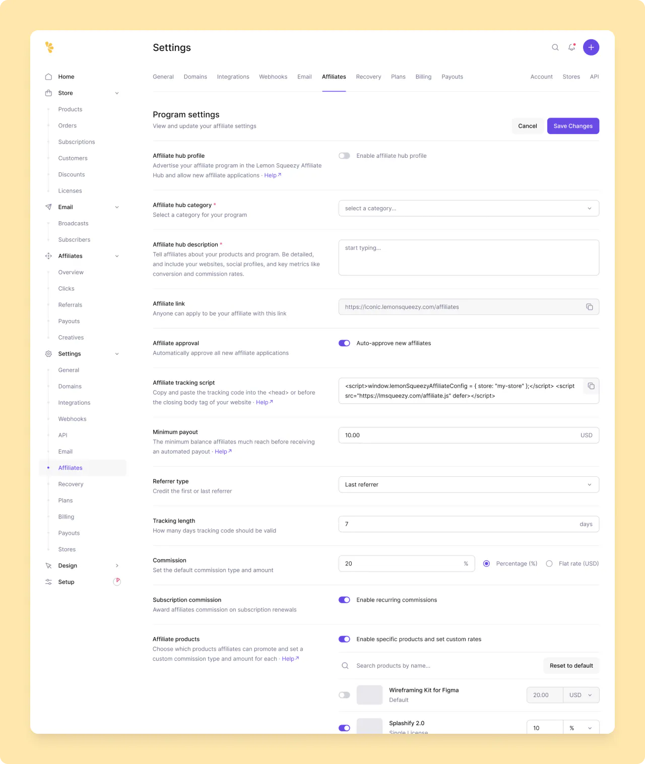 Lemon Squeezy: Affiliates