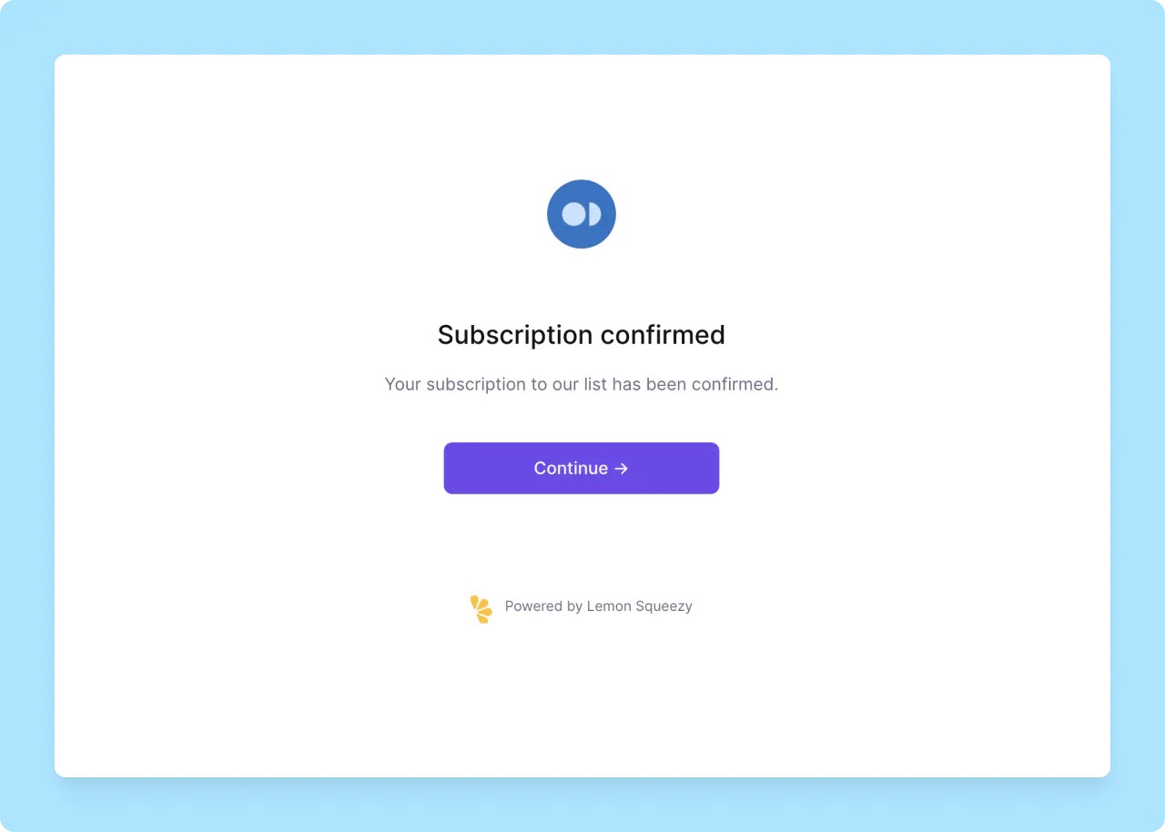 Lemon Squeezy: signup confirmation